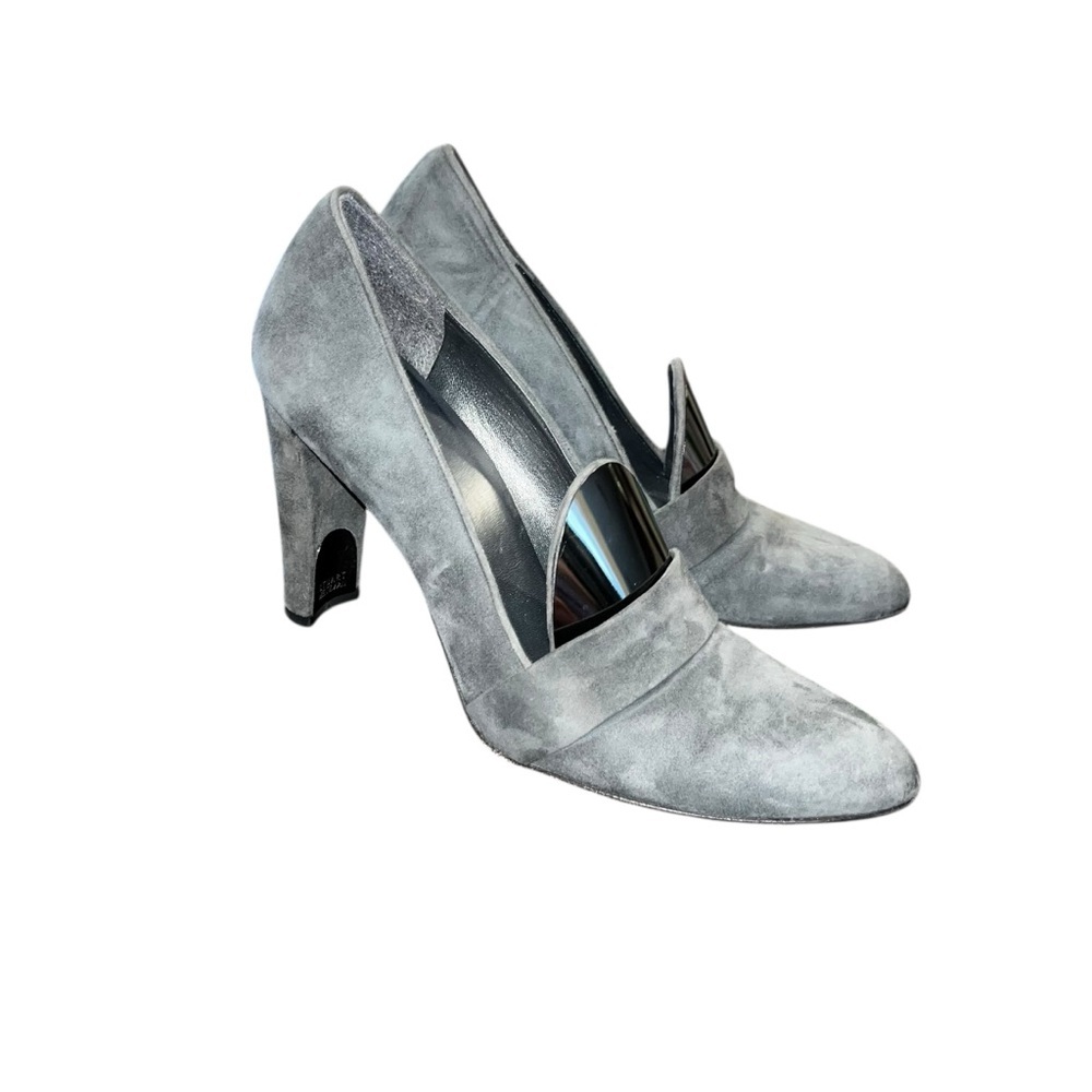 Stuart weitzman gray suede pumps heels silver 8.5